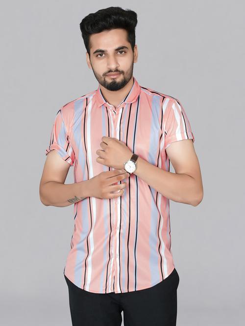 pink striped casual shirt - 17798308 - Very Small Image - 1