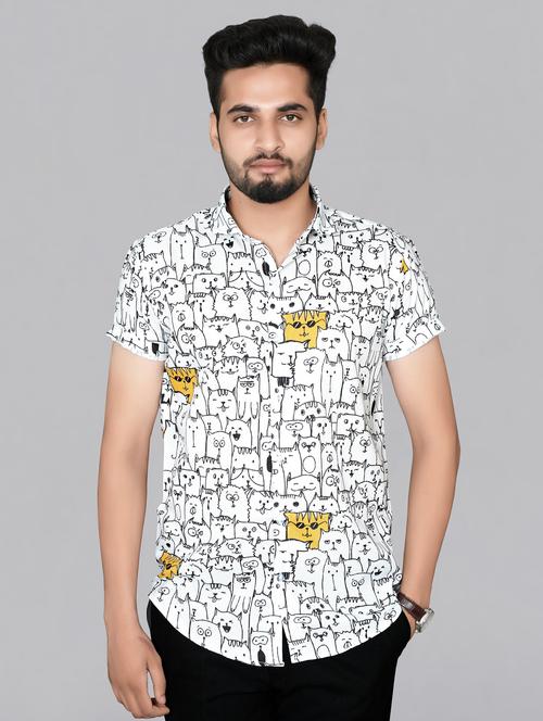 white printed casual shirt - 17798309 - Very Small Image - 1