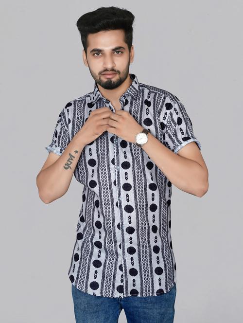 grey striped casual shirt - 17798323 - Very Small Image - 1