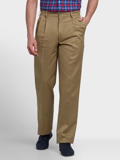 beige textured pleated casual trouser - 17798479 - Very Small Image - 1