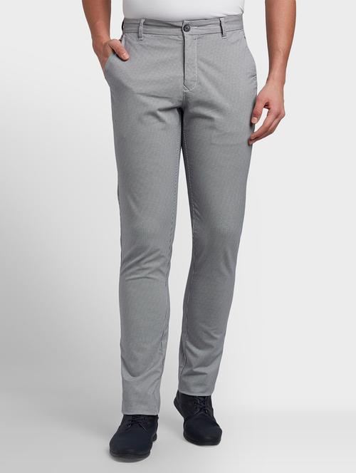 grey textured flat front casual trouser - 17798533 - Very Small Image - 1