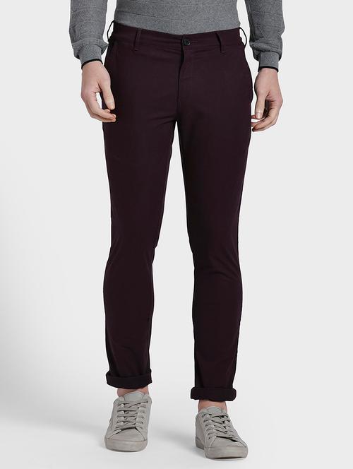 purple solid flat front casual trouser - 17798565 - Very Small Image - 1