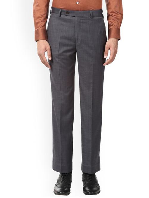 grey checkered flat front formal trouser - 17798625 - Very Small Image - 1