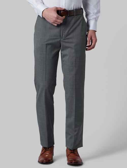 grey textured flat front formal trouser - 17798632 - Very Small Image - 1