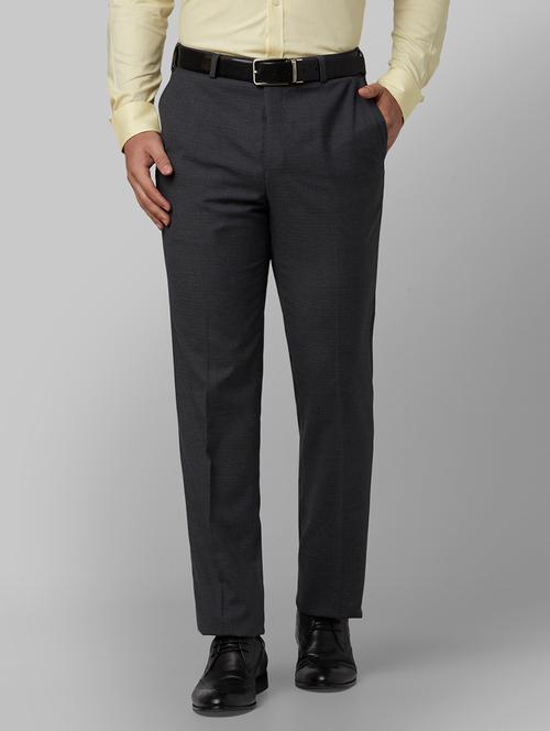 grey checkered flat front formal trouser - 17798644 - Very Small Image - 1