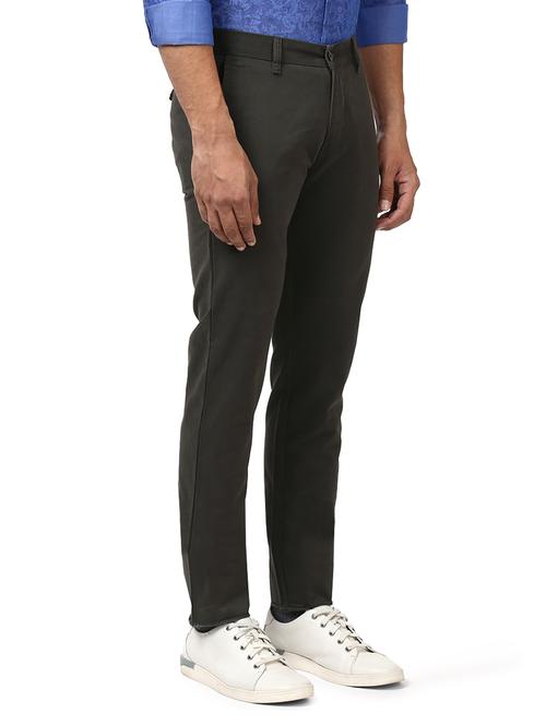 green solid flat front casual trouser - 17798716 - Very Small Image - 1
