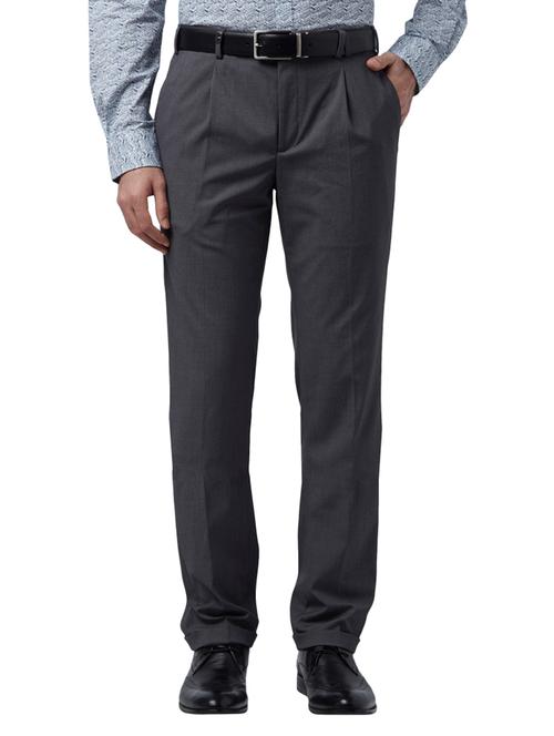 grey textured pleated formal trouser - 17798727 - Very Small Image - 1
