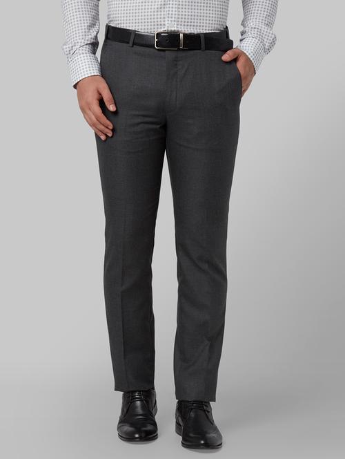 grey solid flat front formal trouser - 17798820 - Very Small Image - 1