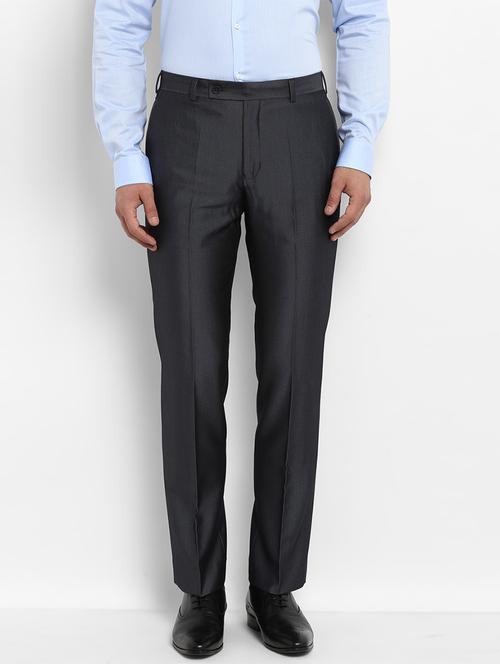 grey textured flat front formal trouser - 17798892 - Very Small Image - 1