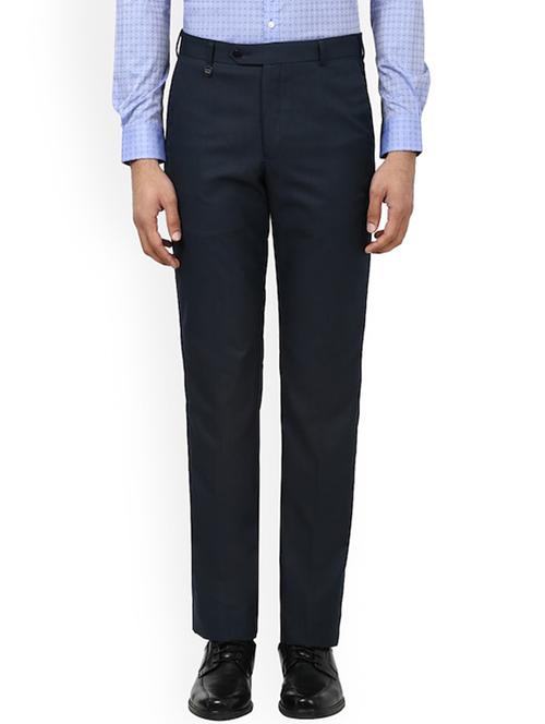 dark blue solid flat front formal trouser - 17798908 - Very Small Image - 1