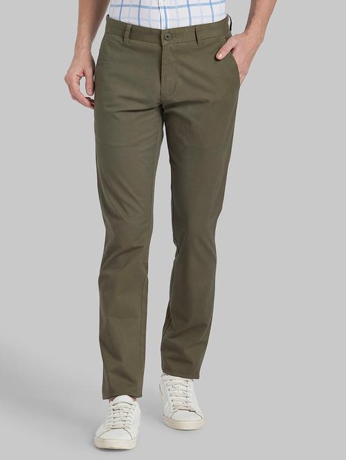 green solid flat front casual trouser - 17798939 - Very Small Image - 1