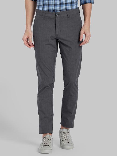 grey checkered flat front casual trouser - 17798982 - Very Small Image - 1