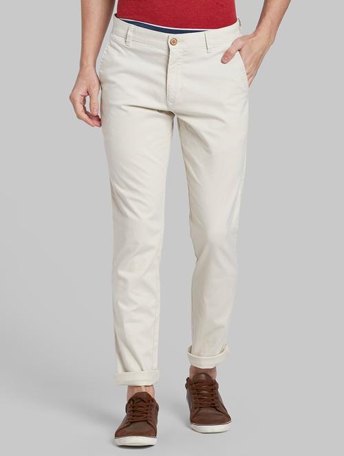 white solid flat front casual trouser - 17799013 - Very Small Image - 1