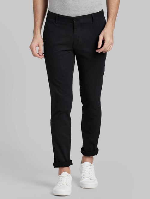 black textured flat front casual trouser - 17799080 - Very Small Image - 1
