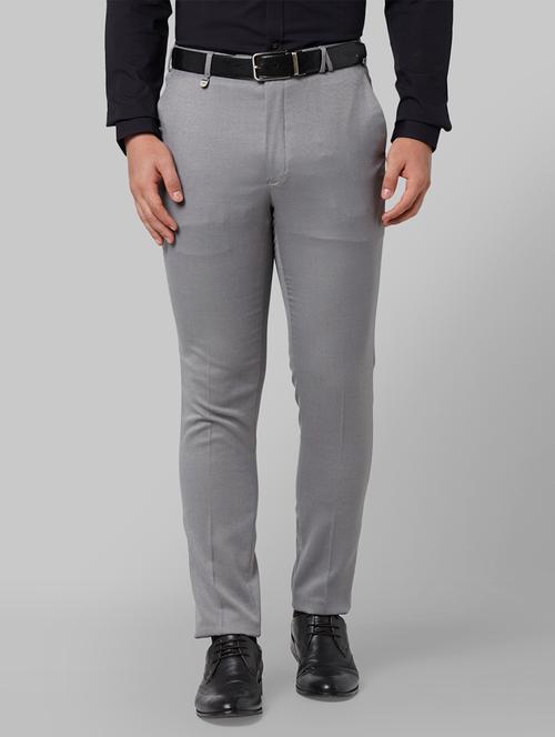 grey textured flat front formal trouser - 17799084 - Very Small Image - 1