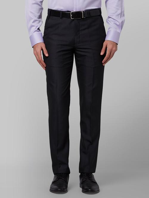 black textured flat front formal trouser - 17799105 - Very Small Image - 1