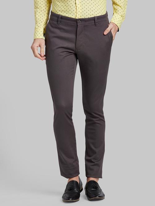 black solid flat front casual trouser - 17799121 - Very Small Image - 1
