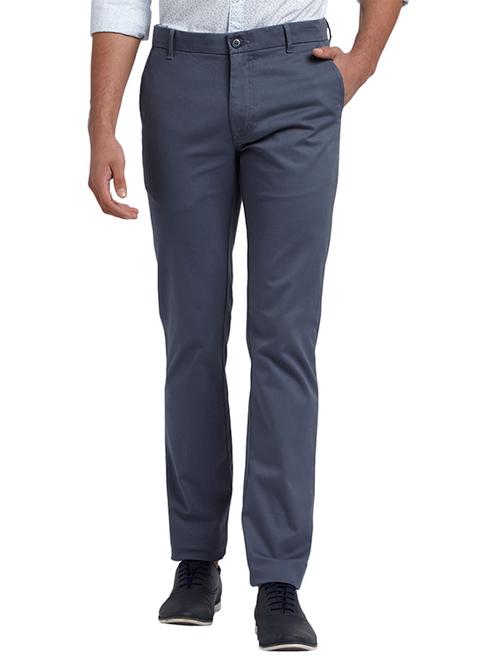 grey textured flat front casual trouser - 17799164 - Very Small Image - 1