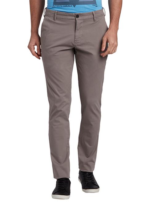grey solid flat front casual trouser - 17799227 - Very Small Image - 1