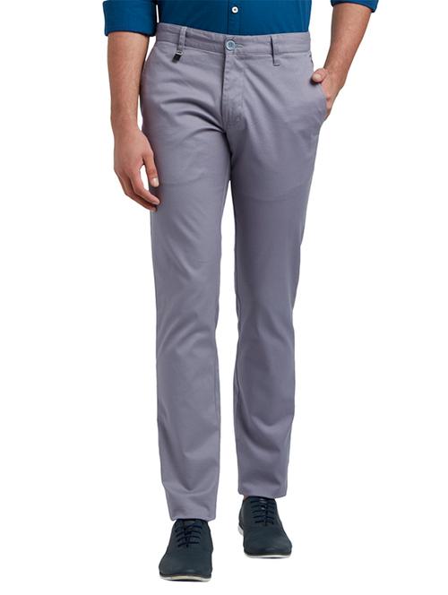 grey textured flat front casual trouser - 17799252 - Very Small Image - 1