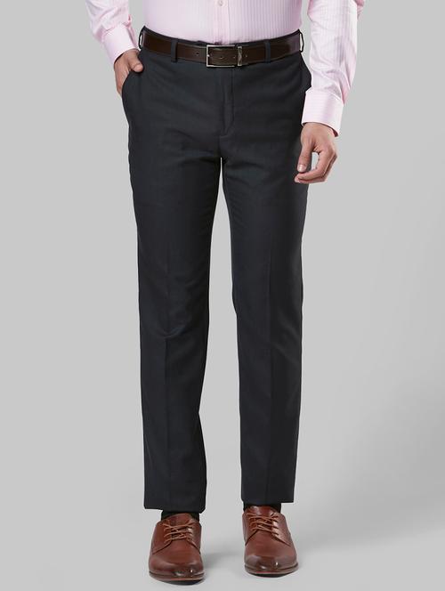 dark blue solid flat front formal trouser - 17799265 - Very Small Image - 1