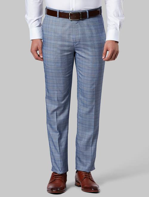 blue checkered flat front formal trouser - 17799314 - Very Small Image - 1