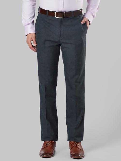 grey checkered flat front formal trouser - 17799343 - Very Small Image - 1