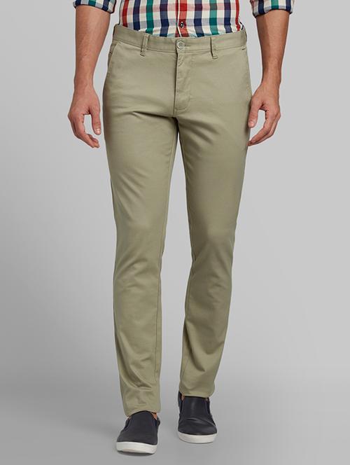 green solid flat front casual trouser - 17799355 - Very Small Image - 1