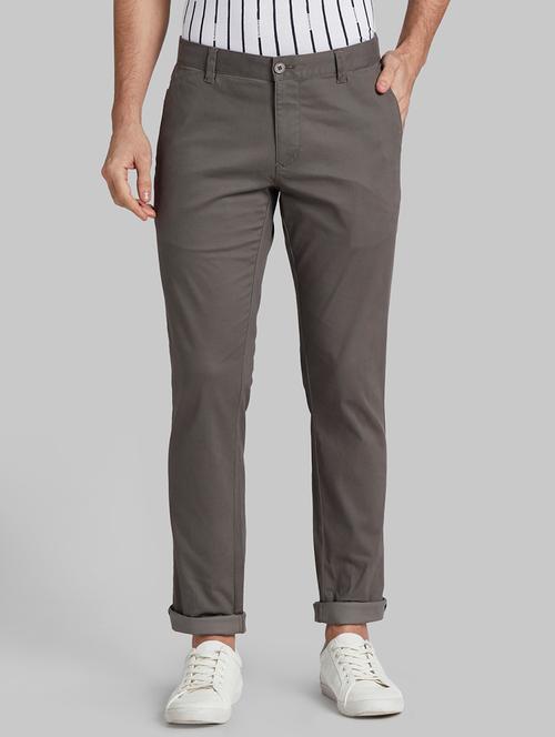 grey textured flat front casual trouser - 17799365 - Very Small Image - 1