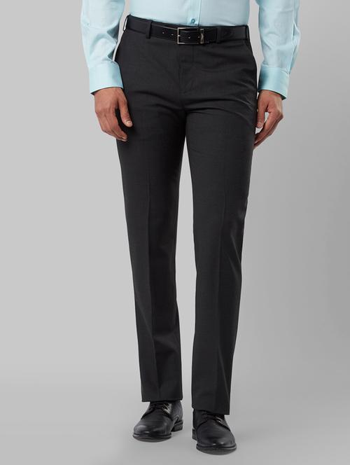 grey solid flat front formal trouser - 17799382 - Very Small Image - 1