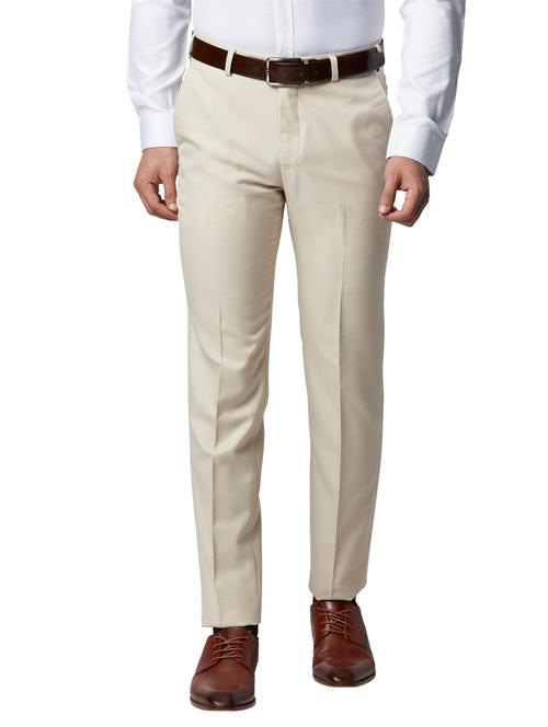 beige textured flat front formal trouser - 17799526 - Very Small Image - 1