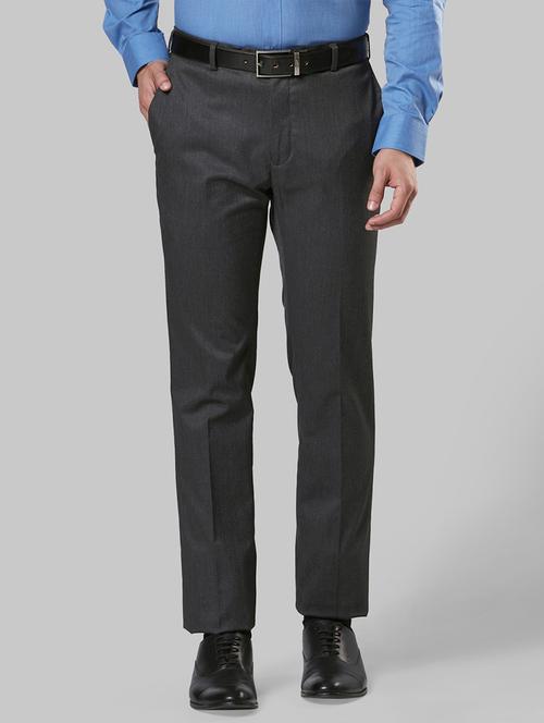 grey textured flat front formal trouser - 17799817 - Very Small Image - 1