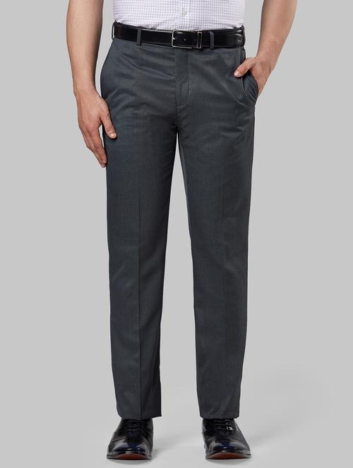 grey textured flat front formal trouser - 17799850 - Very Small Image - 1