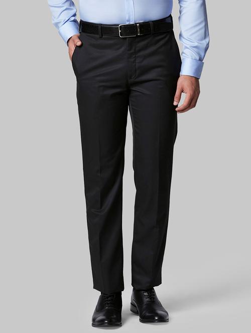 black solid flat front formal trouser - 17799897 - Very Small Image - 1