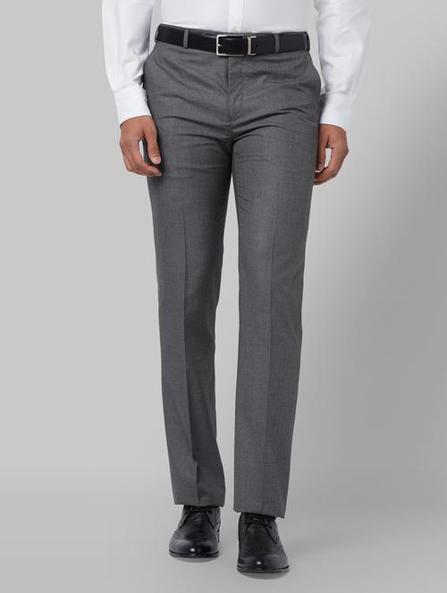 grey textured flat front formal trouser - 17799919 - Very Small Image - 1
