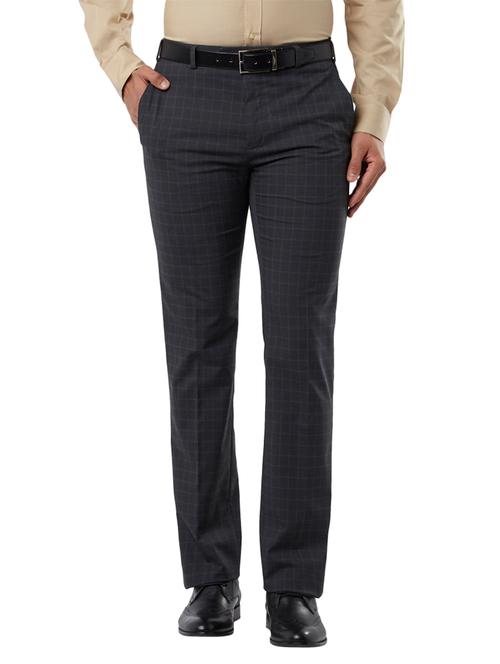 grey checkered flat front formal trouser - 17799922 - Very Small Image - 1
