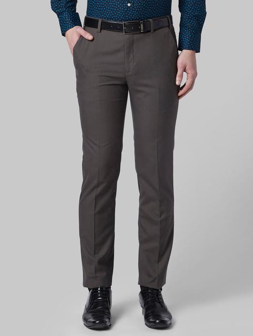 brown solid flat front formal trouser - 17800104 - Very Small Image - 1