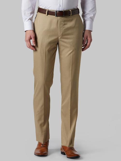 beige textured flat front formal trouser - 17800222 - Very Small Image - 1