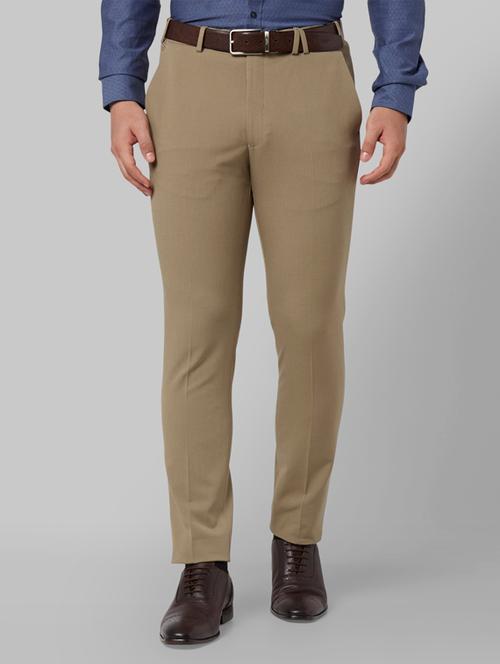 beige textured flat front formal trouser - 17800269 - Very Small Image - 1