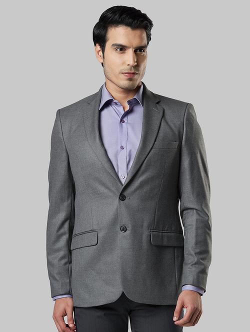 grey self design single breasted formal blazer - 17800302 - Very Small Image - 1