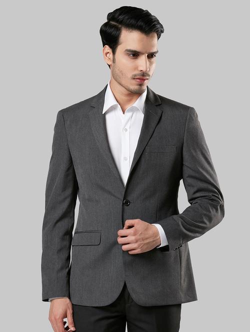 grey self design single breasted formal blazer - 17800362 - Very Small Image - 1