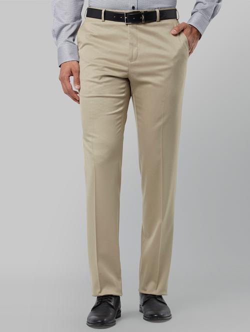 beige textured flat front formal trouser - 17800414 - Very Small Image - 1