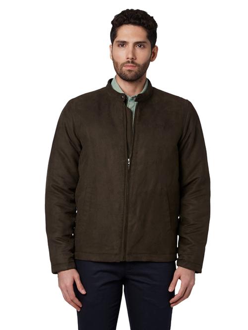 olive green solid casual jacket - 17800482 - Very Small Image - 1