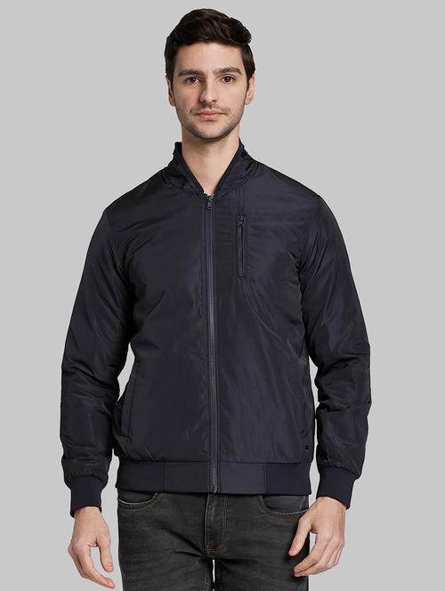 navy blue solid bomber jacket - 17800515 - Very Small Image - 1