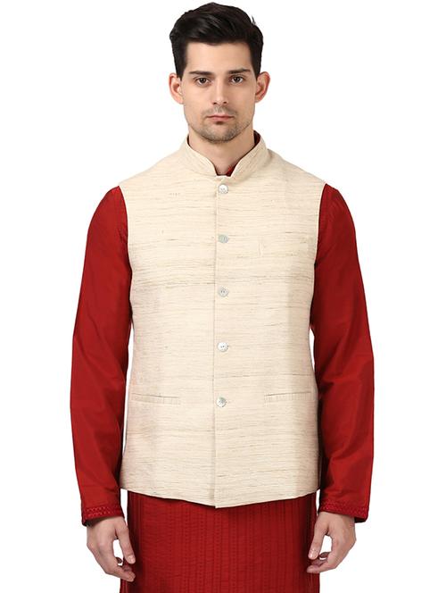 off-white self design nehru jacket - 17800605 - Very Small Image - 1