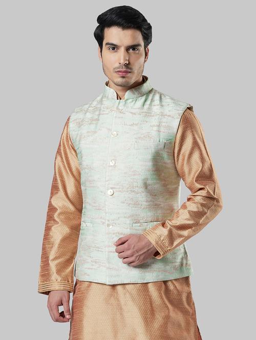 green self design nehru jacket - 17800615 - Very Small Image - 1
