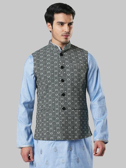 green printed nehru jacket - 17800671 - Very Small Image - 1