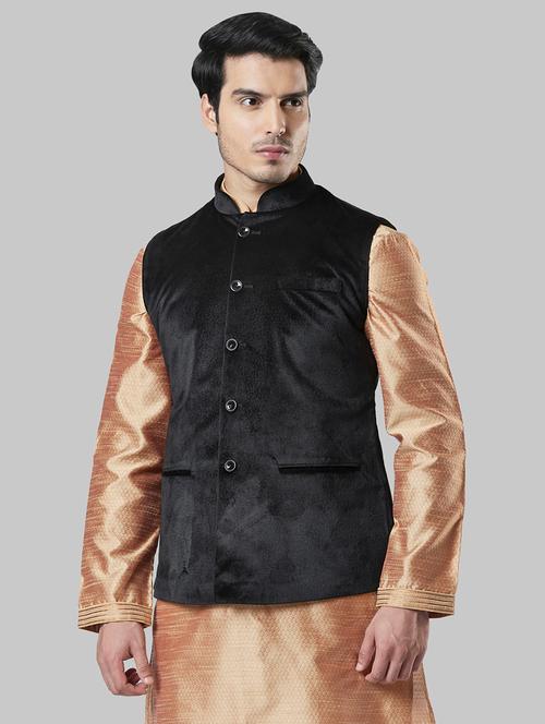 blue self design nehru jacket - 17800673 - Very Small Image - 1