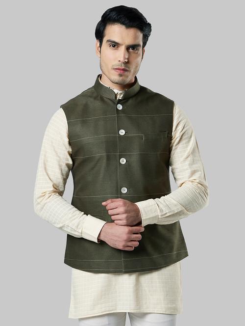 green striped nehru jacket - 17800699 - Very Small Image - 1
