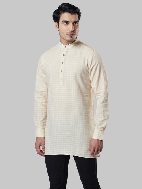 yellow checkered short kurta - 17800775 - Very Small Image - 1